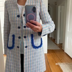 Bariloche tweed jacket.  Worn once. Beautiful blue tones.